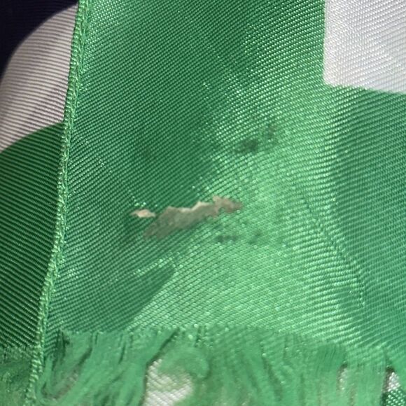 Vintage mid century Raffaello green, white & navy blue acetate long scarf - Picture 9 of 9